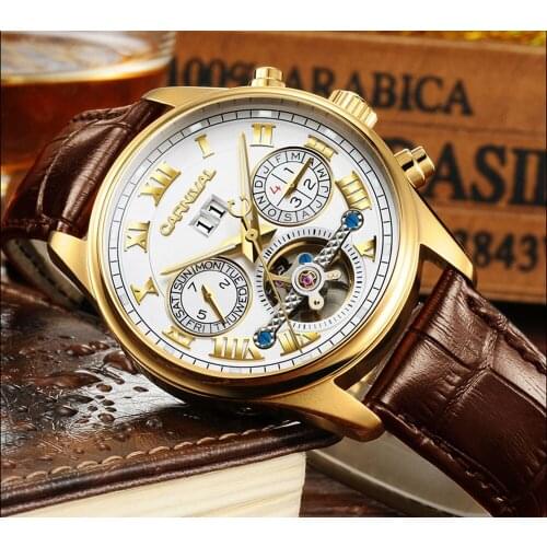 Carnival tourbillon design automatic mechanical brand mens watches fashion waterproof luminous watch luxury full steel dermis