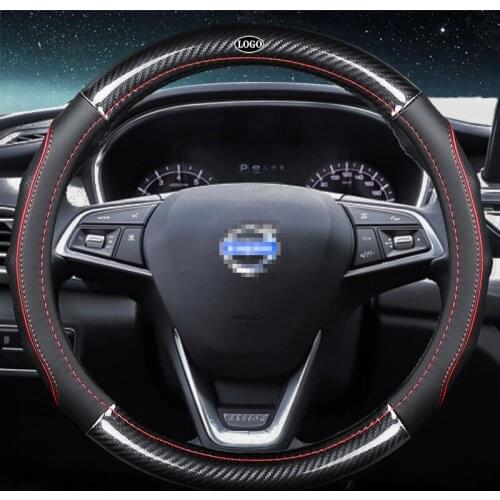 Car Carbon Fiber Leather Steering Wheel Covers Interior Accessories 38cm for Volvo V40 V50 V60 V90 S40 S60 S80 S90 Car Styling