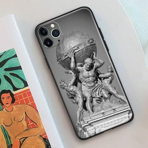 Atlas Holding the World Statue Soft Silicone Glass Phone Case Cover Shell For IPhone SE 6 6s 7 8 Plus X XR XS 11 12 Mini Pro Max