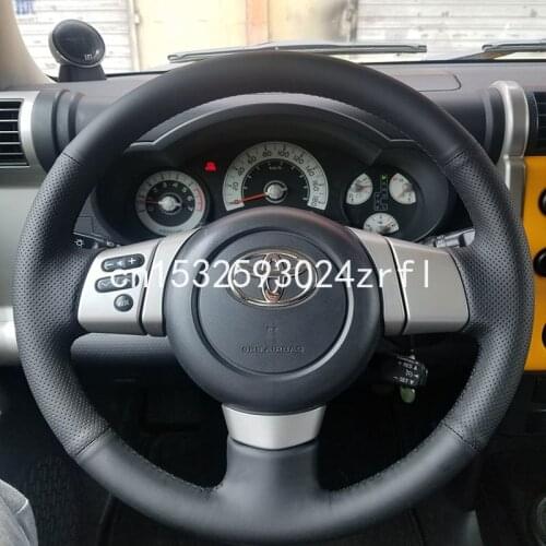 DIY Car Steering Wheel Cover For Toyota FJ Cruiser Accessories Black Genuine Leather Sewing