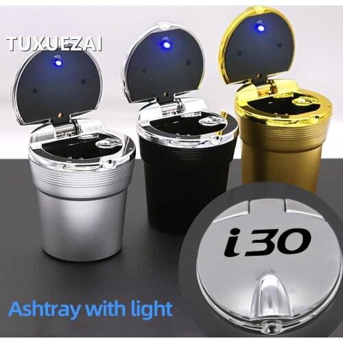 For hyundai i30 i20 i40 ix35 CRETA ELANTRA KONA NEXO SONATA SOLARIS TUCSION Cigarette trash can Car ashtray with lid