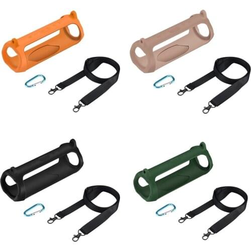For JBL Charge 5 Portable Bluetooth Speaker Silicone Protective Cover. with Shoulder Strap and Carabiner
