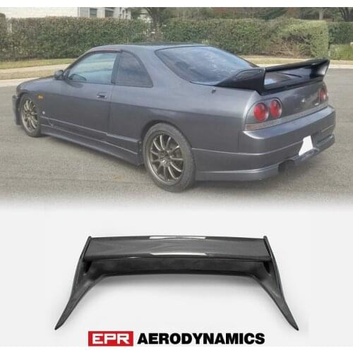 For Nissan R33 Skyline GTR OE Style Carbon Glossy Finished&FRP Fiber Unpainted Rear Spoiler Wing Exterior Accessories Body kits
