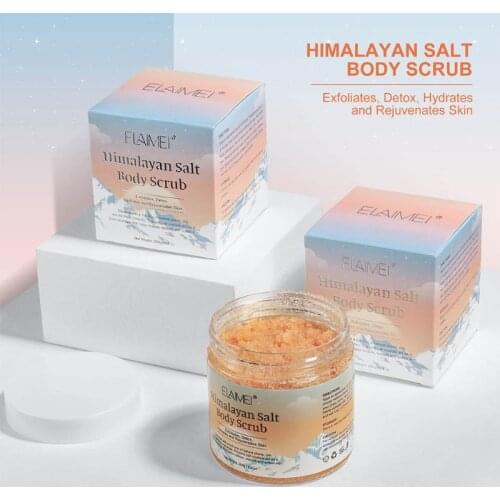 E7CF Himalayan Salt Body Scrub with Lychee Oil Aloe Exfoliating Salt Scrub to Exfoliate and Moisturize Skin Deep Cleansing