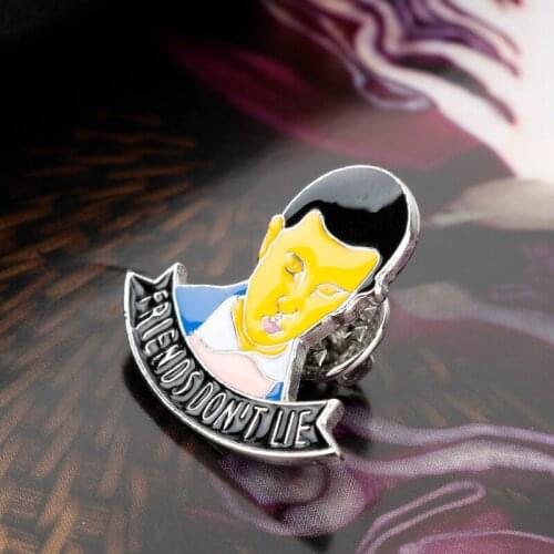 Dongsheng Stranger Things Eleven Enamel Pin Friends don't tell Lie Hand Stamped Letter Pin Brooch for Women Men Jeans/Backpack-4