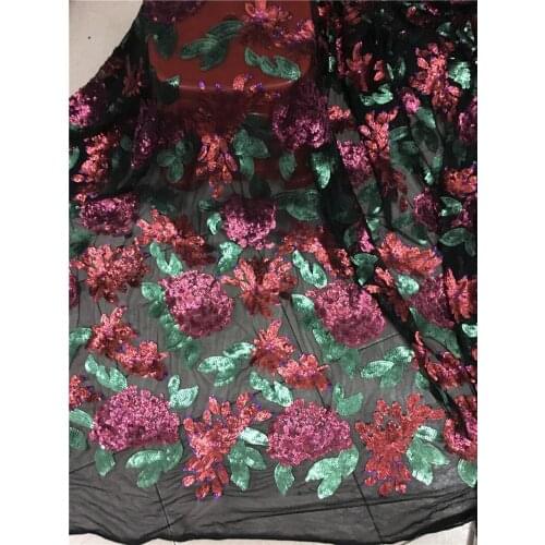 French net Fabric with sequins flower Embroidered Tulle Fabric JRB-82625 African French Lace Fabric High Quality