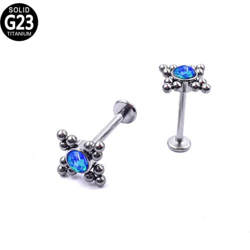 G23 Titanium Opal Labret Stud Lip Rings Ball Cluster Cartilage Tragus Helix Daith Ear Piercing Earring Barbell Piercing Jewelry