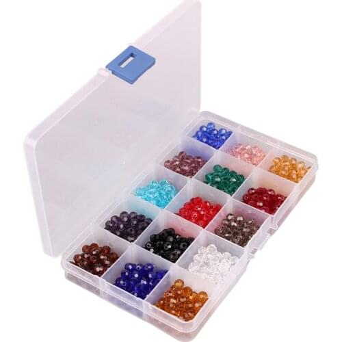 15 Colors 750Pcs/Box Faceted Glass Crystal Beads Bulk-6MM Round Ball Glass Beads Loose Beading for DIY Jewelry Beads Accessories