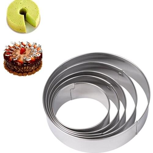 5PCS Cake Ring Mold Stainless Steel Round Circle Cookie Mousse Mini Cake Ring Cake Gum Paste Mould DIY Party Wedding Cake Tools