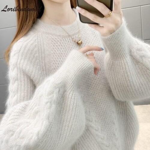 Loribindwood Round Neck Pullover Sweater Ins Womens Forest Loose 2021 Autumn and Winter New Lazy Style Knitted Bottoming Shirt