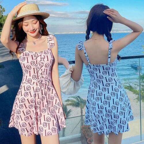 2021 New One Piece Swimsuit Women Solid Swimwear Cut Out Monokini Push Up Swim Suit Korea Style Bathing Suit Swimskirt