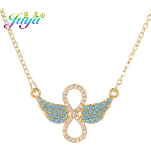 2018 New Arrival Angel Wing Necklace Handmade Turqoise Infinity Baby Connect Pendant Necklace For Women Gift Jewelry
