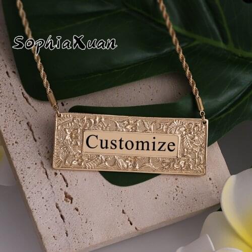 SophiaXuan Hawaiian Customized Name Letter Necklace Jewelry Personalized Geometry Pendants Necklaces for Women Girl Jewelry Gift