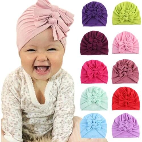 Turbans Headwrap for Baby Girl Newborn Knitted Headwear Caps Stretchy Kids Beanie Solid Color Toddler Boys Headband 0-6 Months