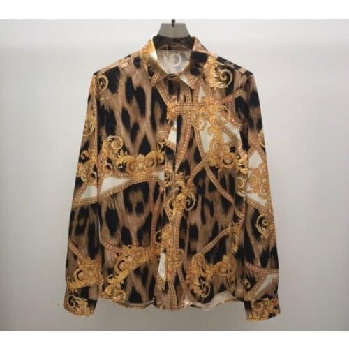 2021 21ss new fashion famous crown leopard royal floral cotton print shirts clothing brand for men luxury long sleeve designer