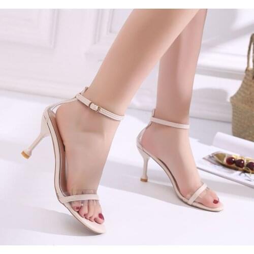 Thin High Heels Elegant Ladies Sandals 2020 Summer Sandals Women Shoes Woman Transparent Buckle Strap New Fashion Casual Shoes