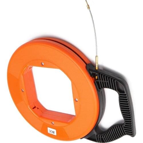 Fiberglass Cable Puller Diameter 4.0mm 30/45 Meter Flexible Glider Swivel Fish Tape Portable Reel Conduit Duct Wire Pulling Tool