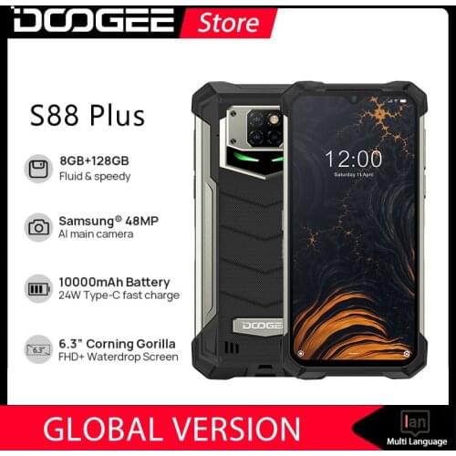 DOOGEE S88 Plus Rugged SmartPhone 48MP Main Camera 8GB RAM 128GB ROM smart phone IP68/IP69K Android 10 OS Global version