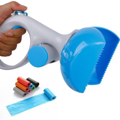 Pet Dog Pooper Scoopers Clean Excreta Cleaner 2 In 1 Pick Up Holder Outdoor Walking Waste Cleaning Tools 10 Rolls Dog Waste Bags