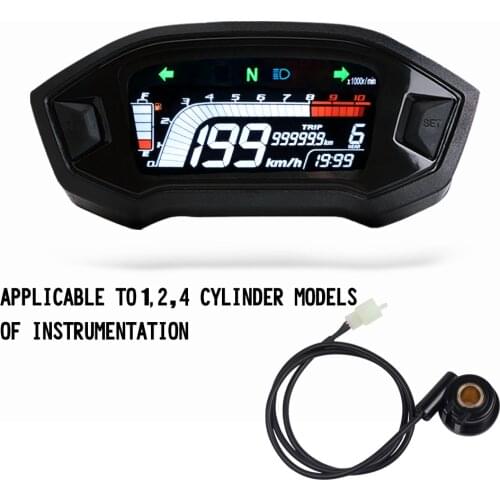 2020 New Motorcycle Universal LCD Cylind For1,2,4 Cylinder ​Speedometer 13000RPM Optional Backlight Digital Odemeter Tachometer
