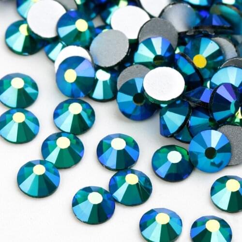 Malachite Green AB Flat Back Non Hotfix Rhinestone Glitter Nail Stones,DIY 3D Garment Decorations Supplies SS16 SS20