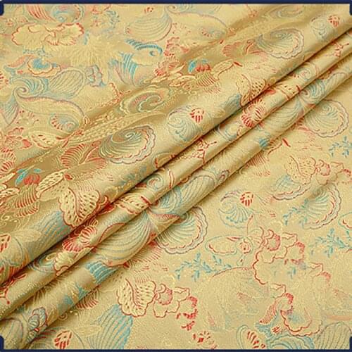 Butterfly yellow Brocade Fabric Damask Jacquard Apparel Costume Upholstery Furnishing Curtain DIY Clothing Material BY meter