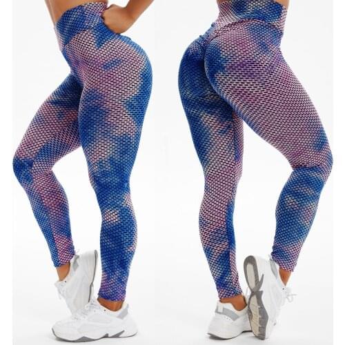 FITTOO Seamless Fitness Women Leggings Fashion Patchwork Tie Dye High Waist Elastic Push Up Leggins Ankle Length Polyester Pants