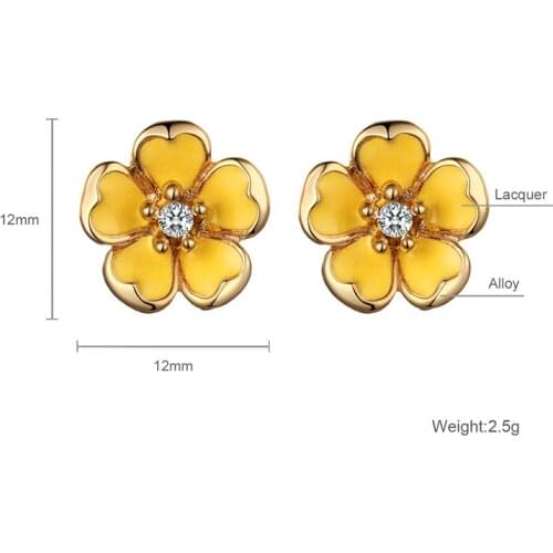 Small Newful Lacquer Flower Stud Earrings For Women New Alloy Rhinestone Earring Fashion Jewelry Gift pendientes mujer