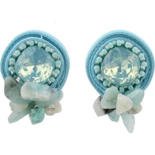 Wraped Crystal Statement Chunky Stone Stud Earrings for Women Jewelry Handmade Fashion New Jewelry Valentines Day Gifts