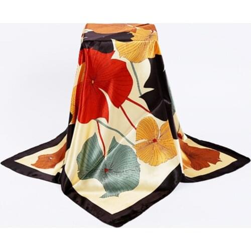 90*90cm Big Square Silk Scarves for Women Spring Summer New Fashion Floral Printed Shawl Female Thin Silk Scarf Girls Wraps