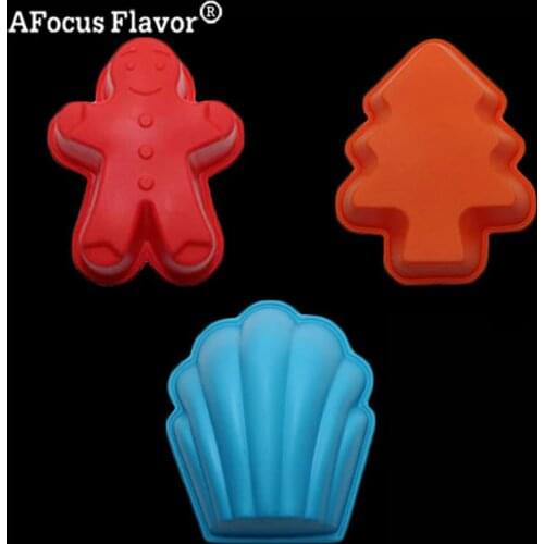 1 Pc Muffin Cup Cake Silicone Mold Cake Decorative Snowman Christmas Tree Soap Cake Pudding Fondant Kitchen Baking Stencil