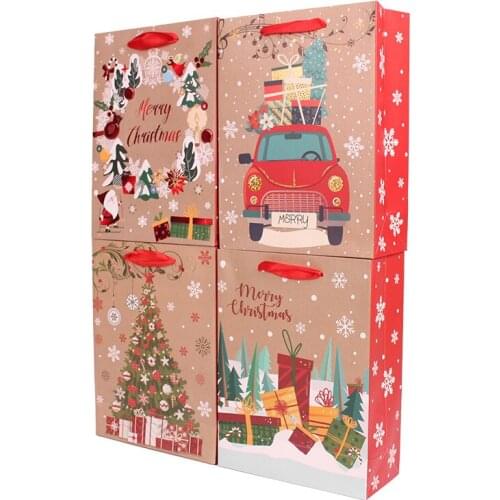 12 Pcs Christmas Party Paper Gift Bags with Handles Gift Bag White Card Gift Paper Bag