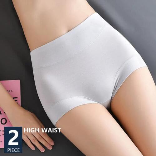 High Waist 2Pcs/set Panties Women Cotton Sexy Briefs Underwear Body Shaper Breathable Comfort Soft Underpants Female Intimates