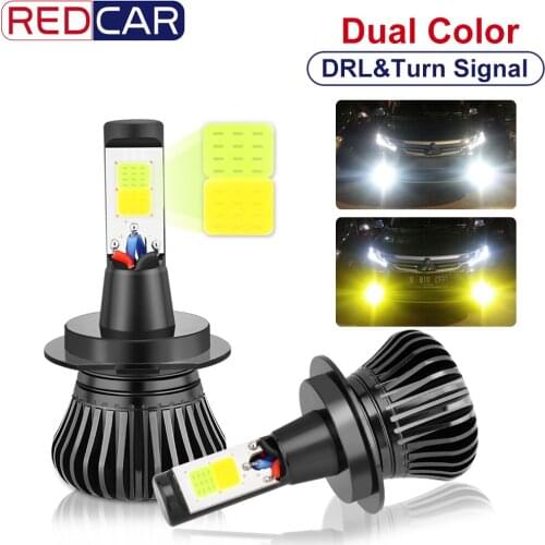2pcs led Bulb High Power COB H8 H9 H11 H7 HB3 HB4 9005 9006 H27 880 881 H3 Dual-Color Switchback LED Bulbs For Fog Lights Auto