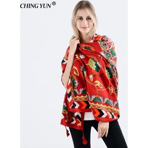 2018 Winter Womens Scarf Warm Fashion Wild Ethnic Geometric Prints Lady Scarves Tassels Street Snap Cotton Linen Long Shawl