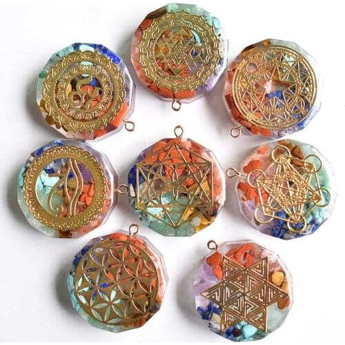 2020 New Retro Colorful natural amethysts Lapis Lazuli 7 colors stone round charms pendants wholesale 4pcs/lot free shipping