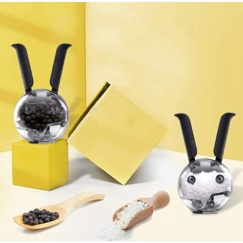 ABZS Salt and Pepper Grinder Mini Manual Spice Grinder Rabbit Ears Design Multifunctional Abrader for Home Kitchen