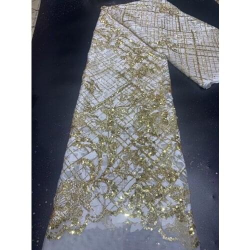 African Guipure French Tulle Lace Fabrics With Stones and beads Embroidery Textile Lace Materials 5yards For Wedding Party Dress