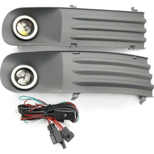 Car Fog Lights Lamps Angel Eye Grilles +Harness For Vw Transporter T5 T28 T30 2003-2009