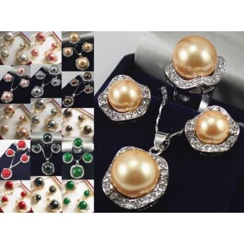 Free shipping 7 color-pink/gray/black/red/yellow/green shell pearl/ earring pendant ring can choose