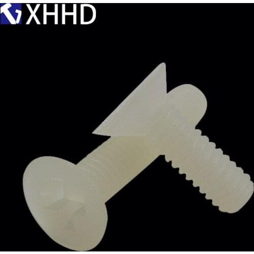 M2.5 M3 M4 M5 White Phillips Nylon Flat Head Screw Plastic Insulation Cross Ressed Metric Thread Countersunk Head Machine Bolt