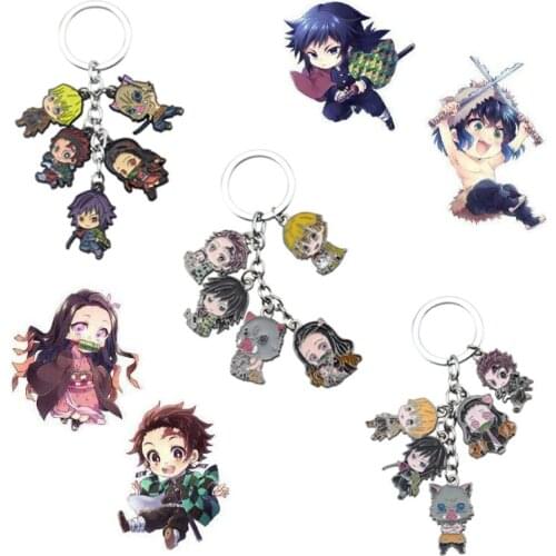 Anime Demon Slayer Kimetsu no Yaiba Keychain keyring Brinco Blade of Ghost Choker Kamado Tanjirou Key chains Cosplay Jewelry
