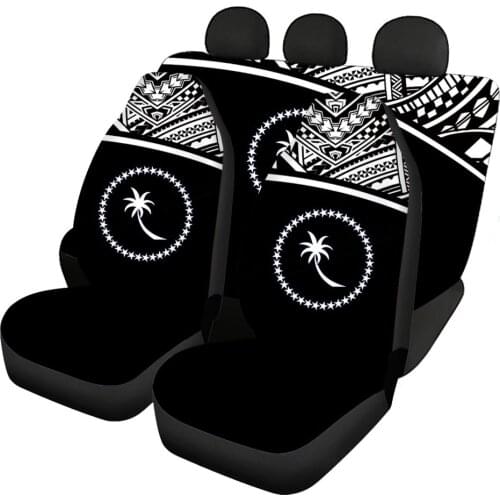 HUGSIDEA Front and Back Car Seat Cover Polynesian Plumeria Sea Turtle Universal Auto Seat Protector Car Internal Accessories