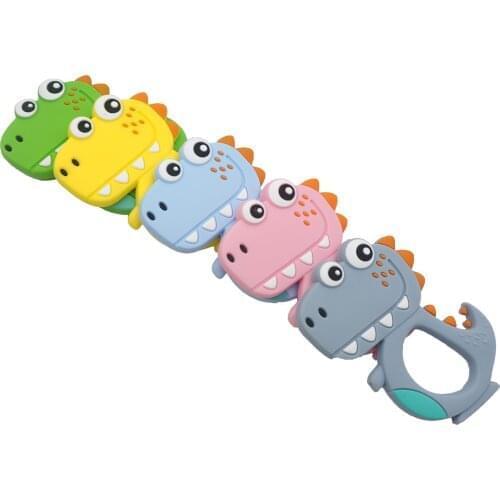 Chenkai 10PCS Silicone Dinosaur Teethers Baby Cute Cartoon Teething BPA Free For DIY Infant Dummy Sensory Pacifier Accessories