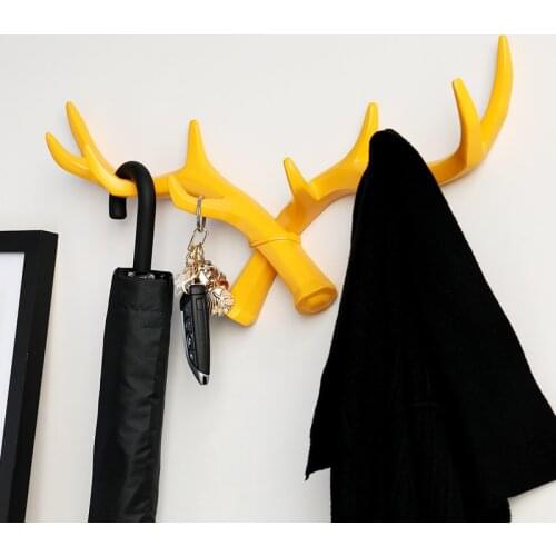 Resin Deer Horn Decoration Hook Nordic Home Living Hook Hanger Wall for Keys Holder Hat Coat Home Wall Decorative Clothes Hooks