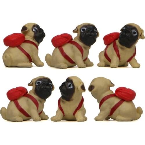 Cute Pug dog with backpack model Creme terrier hands creative baking gardening figurines home decoration furnishing article gift