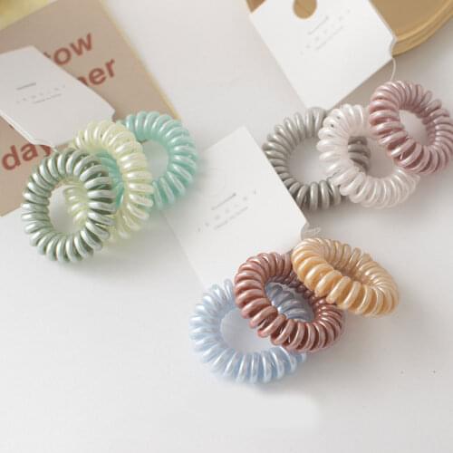 3Pcs/set Korean Scrunchies Small Telephone Line High Elastic Hair Tie All-match Head Rope Shiny Phone Cord Hair Accessories