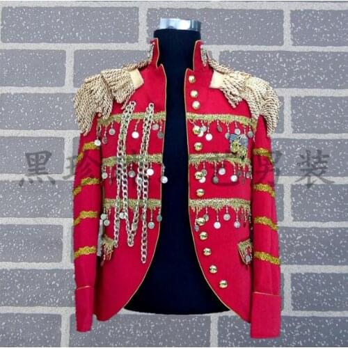 Red Men Suits Designs Masculino Homme Terno Stage Costumes For Singers Men Sequin Blazer Dance Clothes Jacket Style Dress