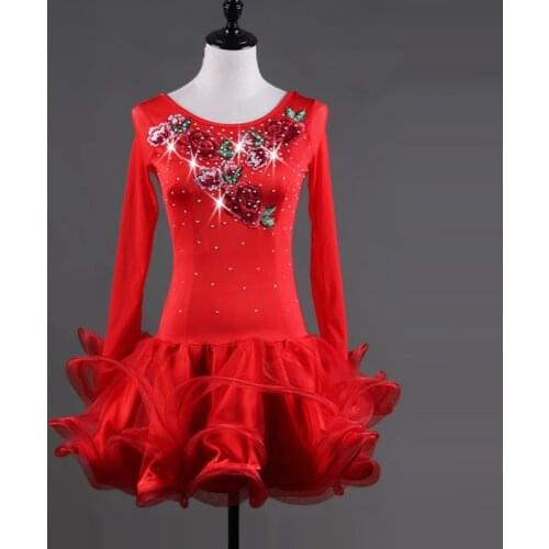 Red Latin dance costume spandex tassel stones latin dance dress for women latin dance competition dresses S-XXXL lq034