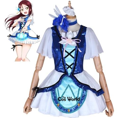 Love Live Sunshine Aqours WATER BLUE NEW WORLD Sakurauchi Riko Tops Dress Uniform Outfit Anime Cosplay Costumes